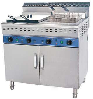 Double tank Gas fryer with cabinet