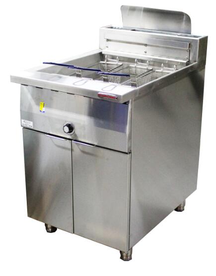 Free standing gas fryer with cabinet