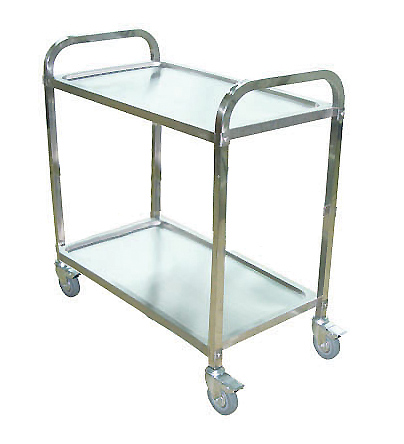 Small 2 tier stianless steel tray trolley