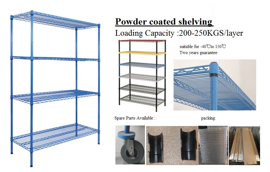 Commercial heavy duty cool room powder coated wire shelving